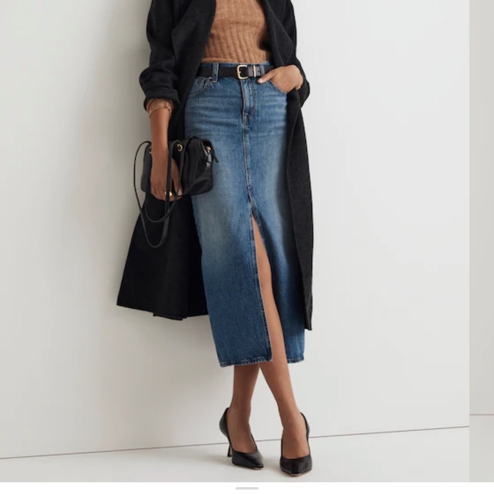 Madewell denim mid rise maxi skirt